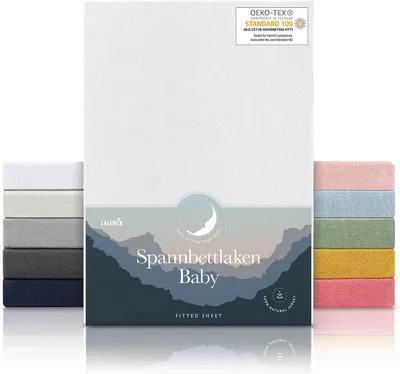Produktbild von Baby- & Kinder-Bettlaken Laleni Jersey-Spannbettlaken, 28 x 73 cm, für Babybett und Kinderbett, 100 % Baumwolle, -, 2er-Pack, Weiß