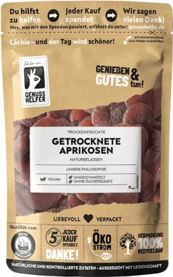Produktbild von Aprikosen getrocknet, Trockenfrüchte ohne Zuckerzusatz & ungeschwefelt, 2 x 250g