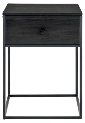 Immagine prodotto di Tavolino Vita con cassetto in MDF e acciaio nero 40x40x55 cm