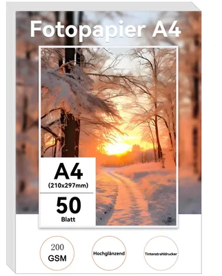 Obrázek produktu pro Lesklý fotopapír, 200 g/m², formát A4, 50 listů, určený pro fotografické tiskárny