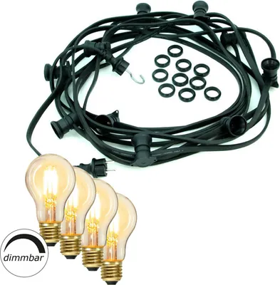 Illu-/Partylichterkette BLACKY 20m - Außenlichterkette schwarz - 20x dimmbares Leuchtmittel