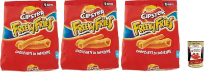 Produktbild von Cipster Freeky Fries, Chips di Patate, Kartoffelchips, einzigartige Form und knusprig, verrückt zu werden, 3x 125G + Italian Gourmet polpa 400g