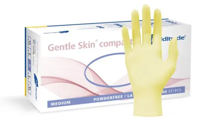 Produktbild von 10x Meditrade Gentle Skin® compact+ Latex Einweghandschuh | Packung (100 Handschuhe)