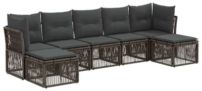 Produktbild von vidaXL Gartensofa-set 7 stk. Grau Poly-Rattan
