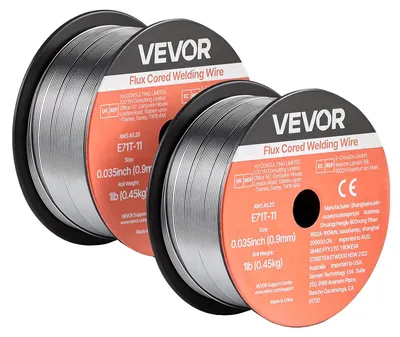 Produktbild von VEVOR Flux Core MIG-Schweißdraht, E71T-11 0,03-Zoll 2 LBS, gasloser Schweißdraht aus niedriglegiertem Stahl mit geringem Spritzer für alle Positionen des Lichtbogenschweißens, selbstabschirmend für den Außeneinsatz, 0.035 Zoll-c, 2 Rollen