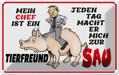 Produktbild von vianmo Blechschild 20x30 cm Chef ist Tierfreund macht mich Beruf Arbeit