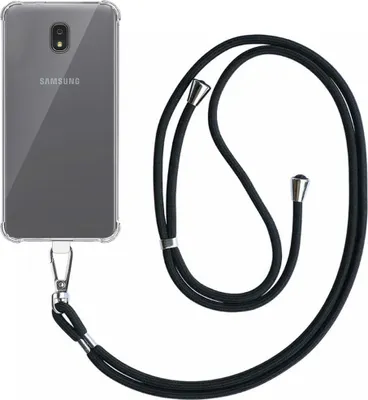 Produktbild von Smartphonica Handytasche passend für Samsung Galaxy J7 2018 Transparent stoßfest mit abnehmbarem Universal Telefonkabel - Backcover Case Silikon ShockProof mit Lanyard