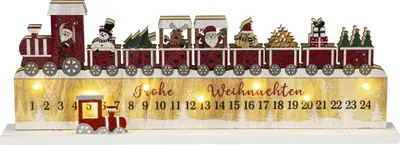 Produktbild von Saico LED-Adventskalender Weihnachtszug Holz batteriebetrieben 38 cm