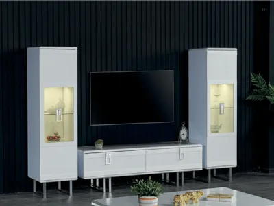 Immagine prodotto di Elegante set da salotto composto da 3 elementi, con mobile TV basso e 2 vetrine