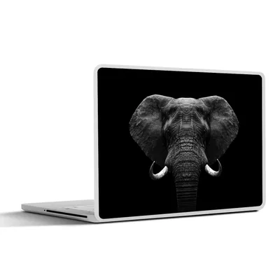 Produktbild von MuchoWow® Laptop Aufkleber Sticker Cover Tiere - Elefant - Porträt - Schwarz - Weiß 31x22.5 cm - Laptop-Deko