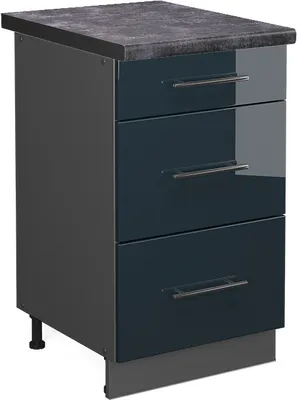 Produktbild von Küchenunterschrank Vicco Fame-Line Dunkelblau Hochglanz 50 cm , AP Anthrazit, Model 48822