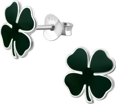 Produktbild von Ohrringe Ohrstecker 925 Sterling Silber Kleeblatt in verschiedenen Farben Farbe - Dunkelgrün
