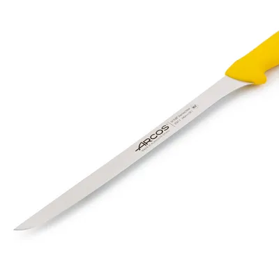 Image de Couteau à jambon Arcos 2900 - Prof 291100 en acier inoxydable Nitrum et mangue lame ergonomique jaune en polypropylène et 24 cm de lame, vitrine
