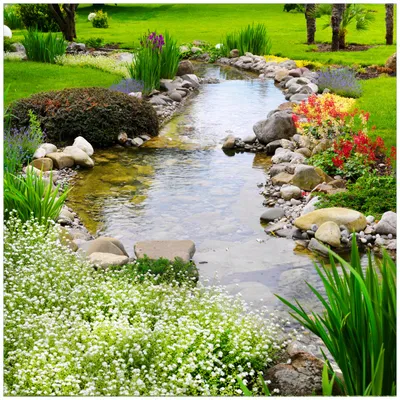 Produktbild von Wallario Möbeldesign / Aufkleber, geeignet für Ikea Lack Tisch - Blumen am Teich in 55 x 55 cm