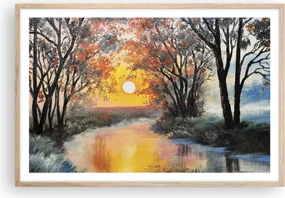 Produktbild von Gerahmtes Poster - Rahmen in heller Eiche - Fluss Sonne Bäume - 91,5x61 cm - Wand Bild - Wanddeko - Wandbilder - Wandposter - Bilderrahmen - Bilder - Kunstdruck - Wandbild - P2NAA91x61-4190