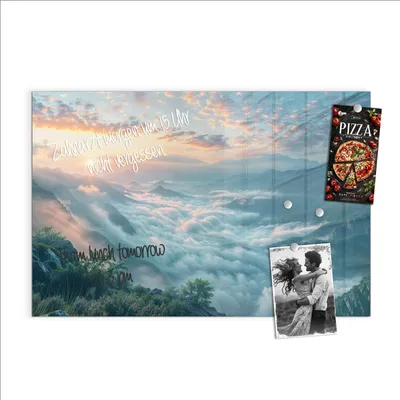 Produktbild von Magnettafel 90x60cm Pinnwand Whiteboard beschreibbar - Morgennebel in Bergen