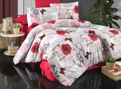 Zdjęcie produktu dla Poszewka z krepy Czerwone róże, 45x60