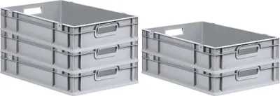 Produktbild von SparSet 5x Eurobox NextGen Economy | Griffe offen |HxBxT 12x40x60cm | 23 Liter | Eurobehälter, Transportbox, Transportbehälter, Stapelbehälter