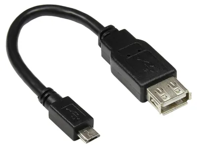 Zdjęcie produktu dla Alcasa 2511-OTG, 0,1 m, Micro-USB B, USB A, USB 2.0, Męska/Żeńska, Czarny
