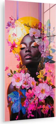 Produktbild von MuchoWow Glasbilder - Bilder auf Wandbild - Foto auf Glas Bunt - Blumen - Frau - Sonne 40x80 cm Wanddekoration aus Glas - Acrylglasbild - Acrylbilder - Wanddekoration