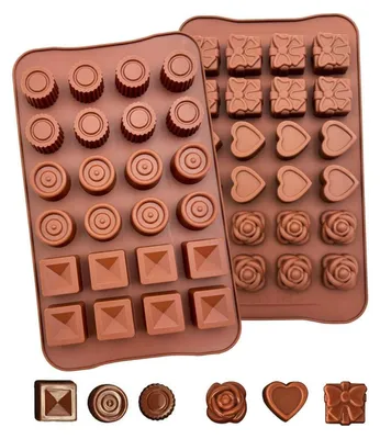 Immagine prodotto di Stampo in silicone per cioccolato, confezione da 2 pezzi, con 24 cavità, stampo 3D per cioccolatini, caramelle, gelatine, cubetti di ghiaccio e saponi. Resistente da -40°C a 230°C