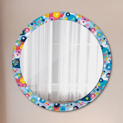 Obrázok produktu pre Ø90cm Moderné zrkadlo - nástenné zrkadlo na stenu - spálňa - farebné kruhy