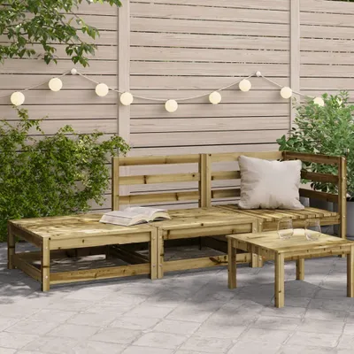 Produktbild von Design Gartensofa mit Hocker 2-Sitzer Kiefernholz Imprägniert, Gartensofas 2024 Neu
