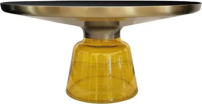 Produktbild von Casa Padrino Luxus Couchtisch Schwarz / Gold / Gelb Ø 75 x H. 37 cm - Runder Glas Wohnzimmertisch - Wohnzimmer Möbel - Luxus Möbel