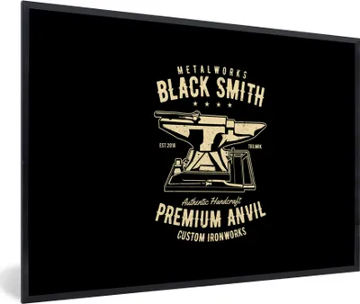 Produktbild von MuchoWow® MuchoWow® Gerahmtes Poster Mancave - Amboss - Vintage - Schwarz 30x20 cm - Poster mit zchwarzem Bilderrahmen - Kunstdruck - Bild-Poster