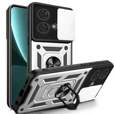 Produktbild von Outdoor Panzer Hülle Motorola Edge 40 Neo Handyhülle mit Kameraschutz Ringhalter Silber