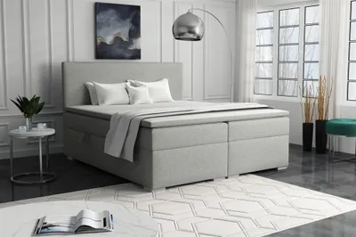 Produktbild von Boxspringbett Schlafzimmerbett SOREL 160x200cm Stoff Aragon Hellgrau