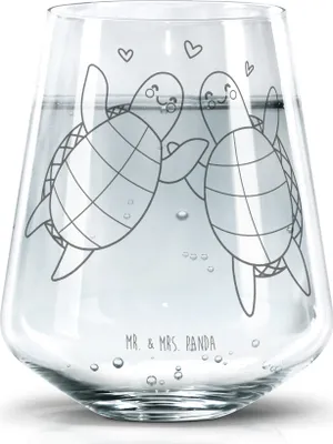 Produktbild von Mr. & Mrs. Panda Glas Schildkröten Paar - Transparent - Geschenk, Wasserglas, Trinkgefäß, Freundin, für Partner, Freund, Hochzeitstag, Glasbecher, Frauen, Tumbler
