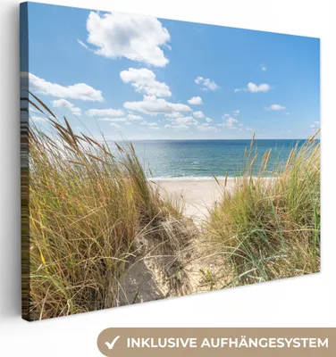 Obrázek produktu pro OneMillionCanvasses® - Obraz na plátně - Duna - Tráva - Moře - Pláž, nástěnná malba, nástěnné dekorace obrazy obývací pokoj, 40x30cm