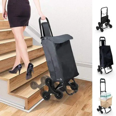 Immagine prodotto di Carrello della spesa pieghevole a 6 ruote, adatto alle scale, 30 litri, nero