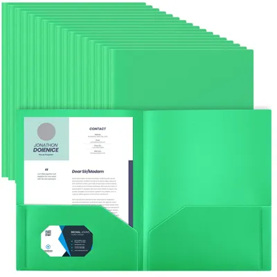 Productafbeelding van Gueevin, 24 stuks plastic ordners met vakken, 2 compartimenten, geschikt voor A4-formaat