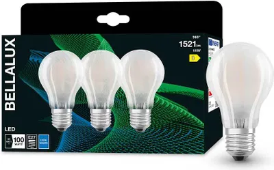Immagine prodotto di 3 lampadine Bellalux LED Filament A60 11W = 100W E27 opache 1521lm bianco neutro 4000K