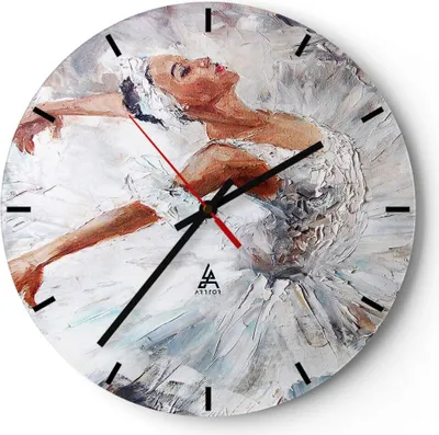 Produktbild von Wanduhr - Rund - Glasuhr - Frau Tanz Ballett Körper - 40x40cm - Schleichendes Uhrwerk - Lautlos - zum Aufhängen bereit - Dekoration Modern - Wanddekoration aus Glas - C3AR40x40-3101