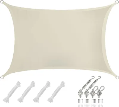 Image de 2x3m Voile d'ombrage rectangulaire étanche à l'eau - Kit de voile de protection solaire avec fixation