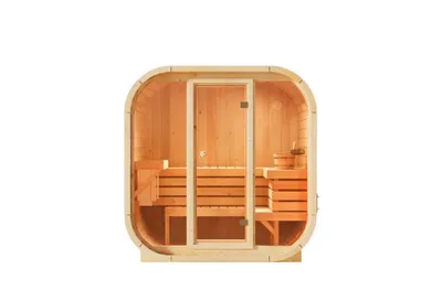 Produktbild von FinnTherm Innensauna Ellipso M, Sauna mit Glasfront, 42 mm Wandstärke, 3 Personen