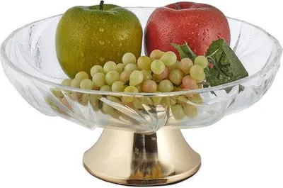 Image de Coupe en cristal avec pied, coupe décorative, verre, 11 x 25 cm, transparent/doré