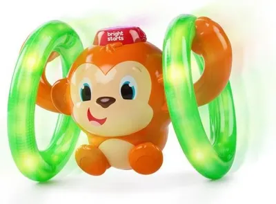 Produktbild von Bright Starts Roll & Glow Affe Aktivitätsspielzeug, interaktiv, leuchtend, Musik, benötigt 3 AAA Batterien