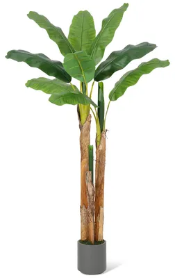 Produktbild von Künstlicher Bananenbaum (Bananenstaude) 150 cm – Täuschend echte Kunstpflanze mit natürlichem Wuchs im Pflanztopf, für Wohnzimmer & Büro