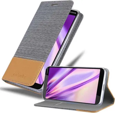 Produktbild von Cadorabo Hülle für Nokia 1 PLUS Schutzhülle in Grau Handy Hülle Etui Book Case Cover