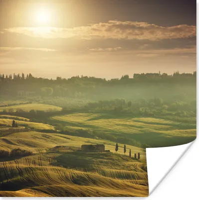 Produktbild von MuchoWow® Poster Toskana - Landschaft - Sonne 50x50 cm - Wohnzimmerdekoration