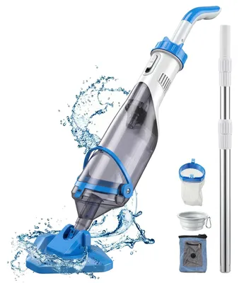 Obrázek produktu pro Čistič bazénů - Bezdrátový akumulátorový vysavač do bazénů - Teleskopická tyč 63–150 cm - S kartáčem - Vhodný pro malé bazény a jezírka - 60 minut provozu - Modrá barva