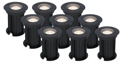 Produktbild von hoftronic LED Bodeneinbaustrahler 9x 4W GU10 4000K IP67 Schwarz