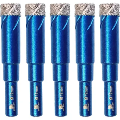 Zdjęcie produktu dla Wiertła diamentowe do suchych materiałów, 12 mm, 5 sztuk, do płytek, ceramiki, granitu i marmuru