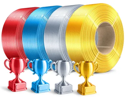 Silk PLA Plus Filament 4 kg, 4 Rollen, Gold+Silber+Blau+Rot