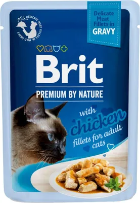 Produktbild von BRIT PREMIUM CAT Adult Hühnerfilets (Beutel) 85g