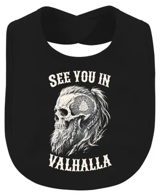 Imagen del producto de "Nos vemos en Valhalla". Vikingo. Cráneo. Barba. Guerrero. Odín. Valknut. Bebé. . Talla única